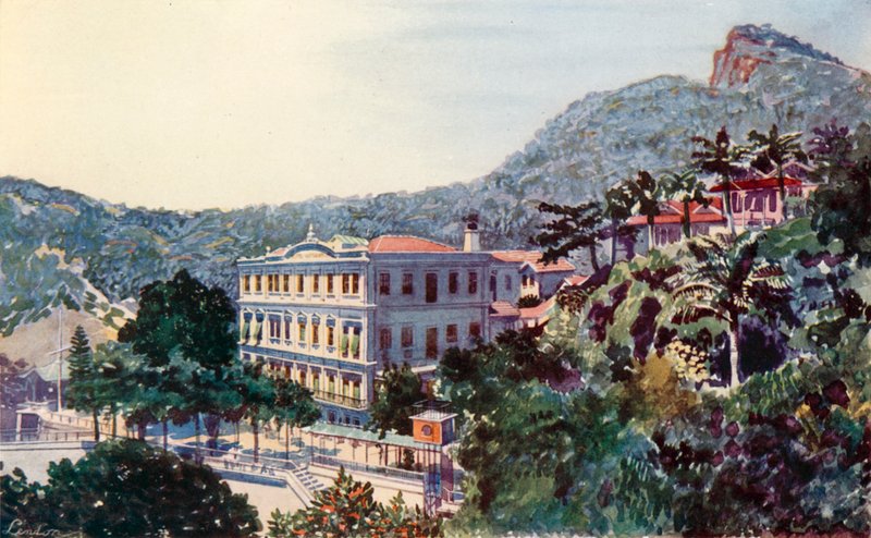 The International Hotel, Santa Thereza, Rio de Janeiro (färglitografi) av European School