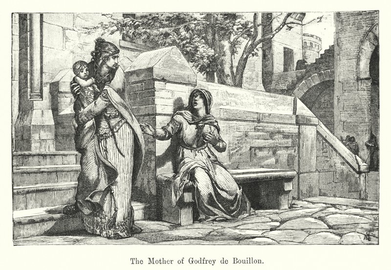 Godfrey de Bouillons mor (gravyr) av European School