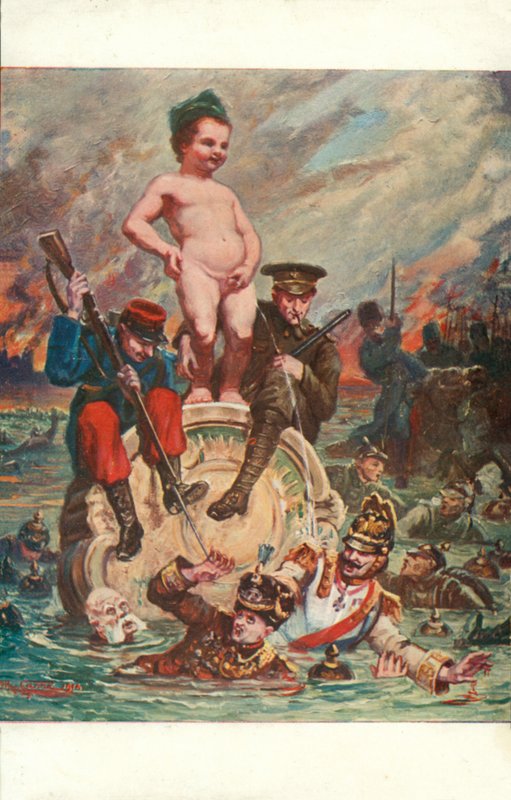 The Revenge of the Manneken Pis (färglitografi) av European School