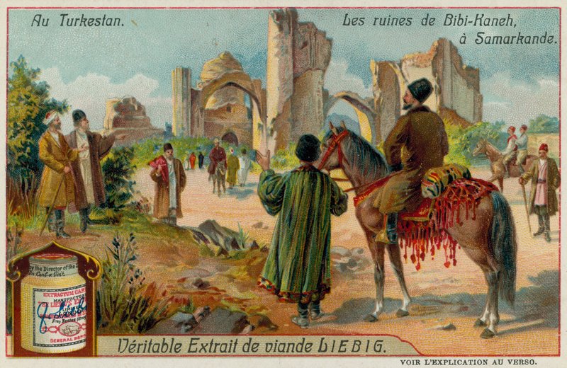 Ruinerna av Bibi-Khanym-moskén i Samarkand i Uzbekistan av European School