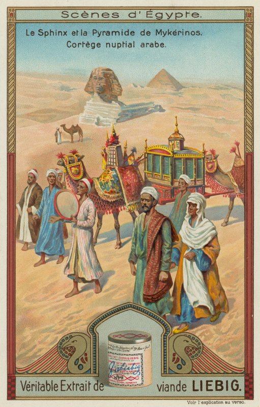 Sfinxen och pyramiden i Menkaure med en arabisk bröllopståg av European School