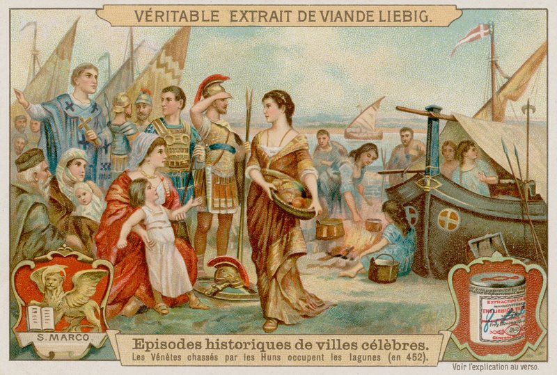 Venetianerna drivs in i lagunen av hunnerna 452 av European School