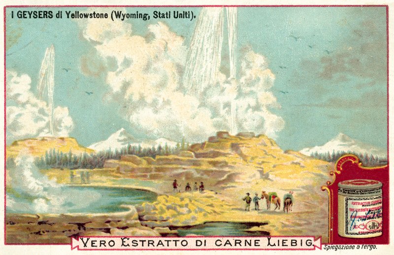 Gejsrarna i Yellowstone National Park, Wyoming, USA (chromolitho) av European School