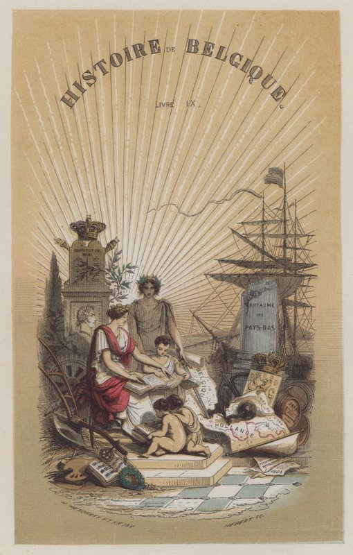 Belgiens historia (färgad gravyr) av European School