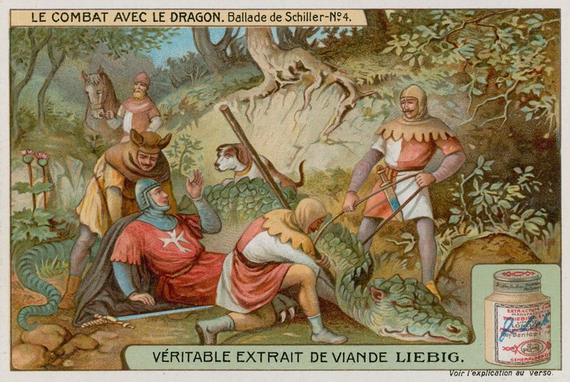 Riddaren och hans skötare med den döda draken av European School