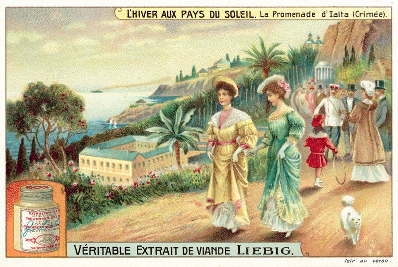 Strandpromenaden vid Jalta, Krim (chromolitho) av European School