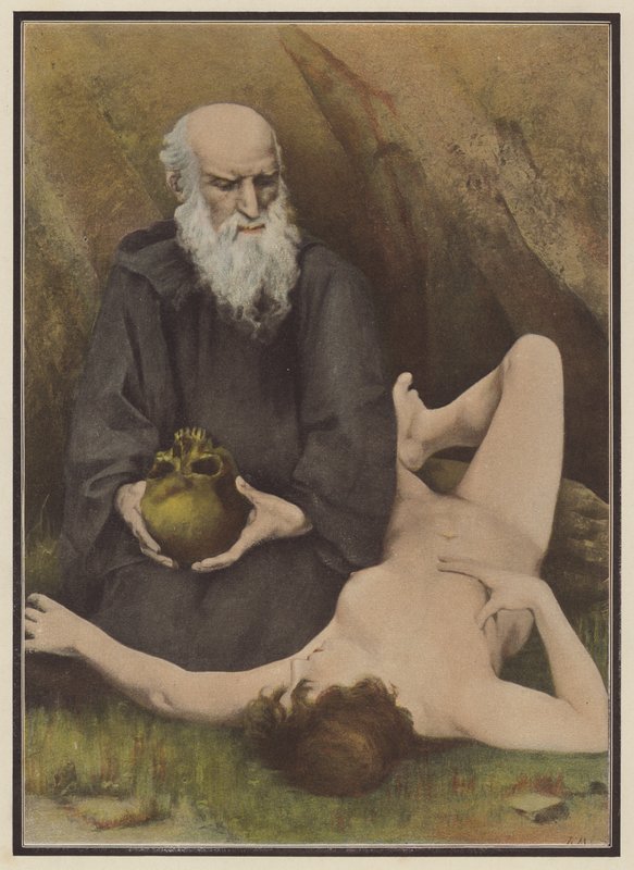 Frestelsen av St Anthony (färg litho) av European School