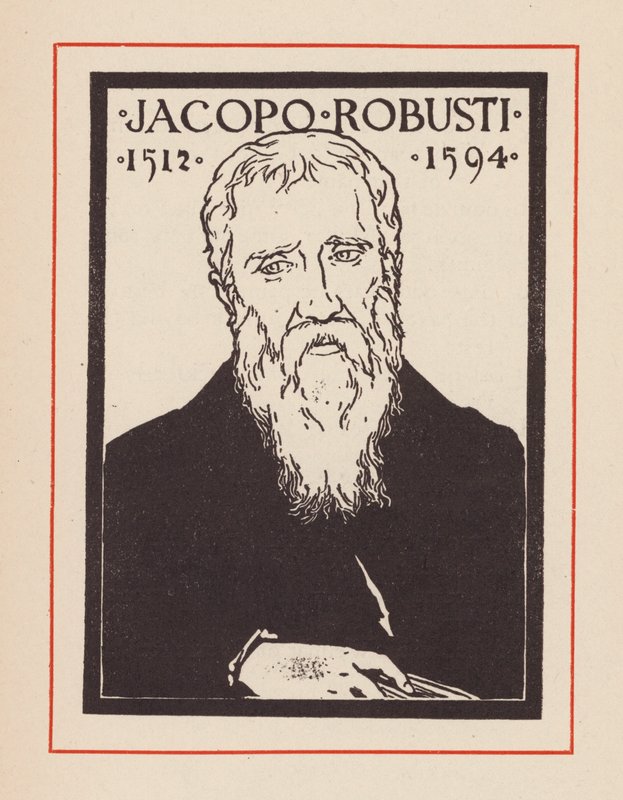 Tintoretto, italiensk renässanskonstnär (litografi) av European School