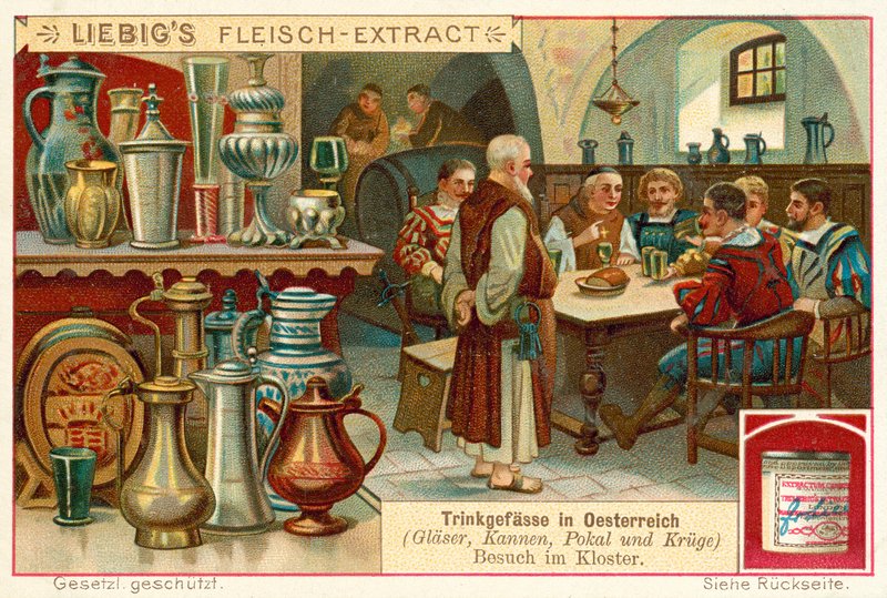 Besök i ett kloster i Österrike (chromolitho) av European School