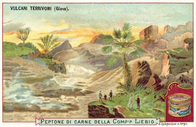 Vulkaner i Java, Indonesien (chromolitho) av European School