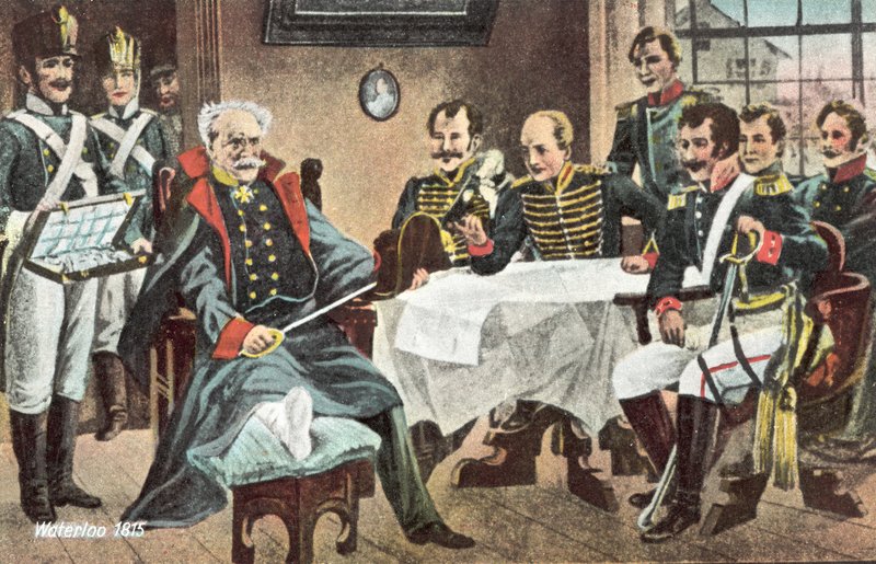 Waterloo 1815, Blucher tar emot hatten, svärdet och dekorationerna av kejsaren i Genappe av European School