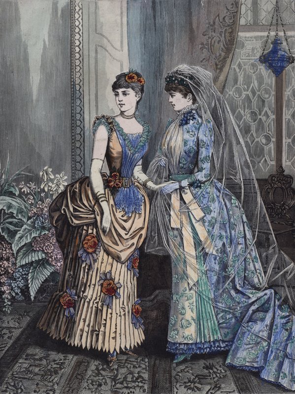 Dammode, sent 1800-tal (färgad gravyr) av European School