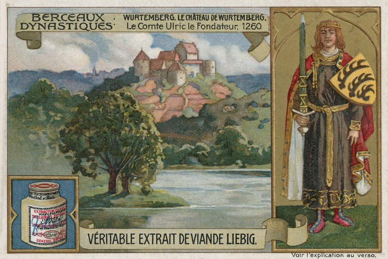 Württemberg; Wirtembergs slott och Ulrich I, greve av Württemberg, 1260 av European School