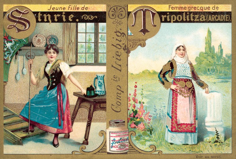 Ung Steiermark flicka och grekisk kvinna från Tripoli, Arcadia (chromolitho) av European School