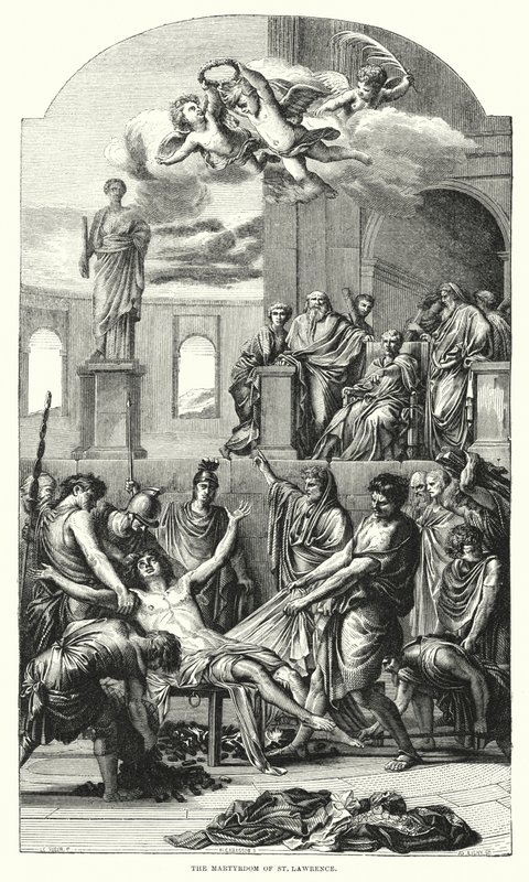 The Martyrdom of St Lawrence (gravyr) av Eustache (after) Le Sueur