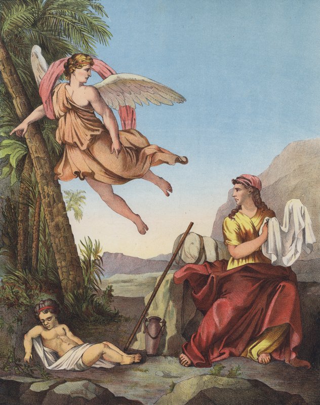 Hagar och ängeln i öknen av Eustache Le Sueur