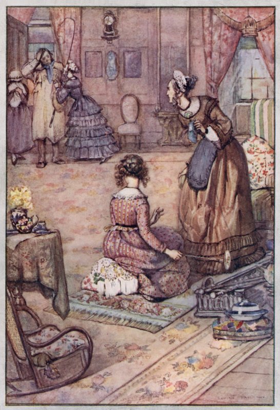 Illustration för Cranford av Mrs Gaskell (litho i färg) av Evelyn Paul