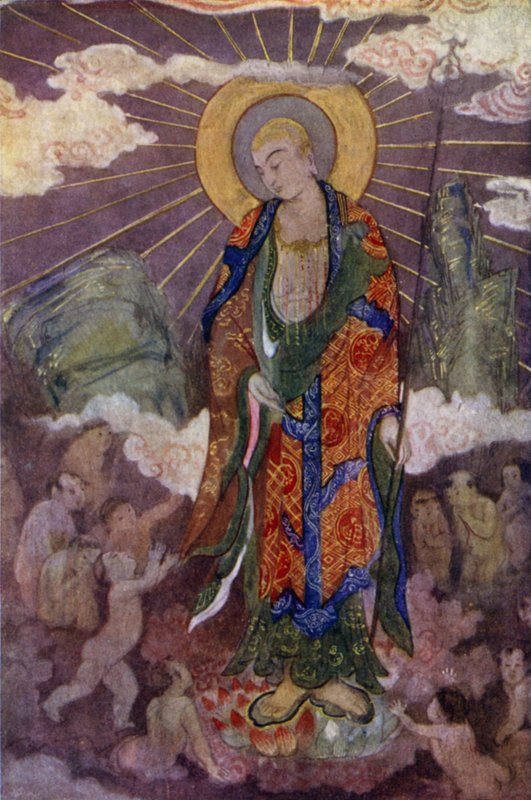 Jizo, Barnens Gud (färg litho) av Evelyn Paul