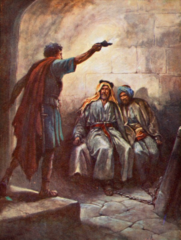 Paul och Silas i fängelset (färg litho) av Evelyn Stuart Hardy