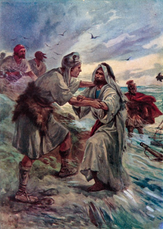 Paul skeppsbruten (färg litho) av Evelyn Stuart Hardy