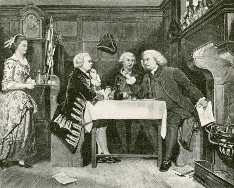 Johnson, Goldsmith och Boswell på Mitre Tavern av Eyre Crowe