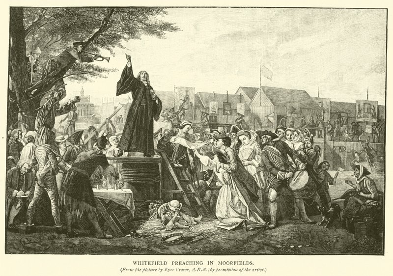 Whitefield predikar i Moorfields av Eyre Crowe