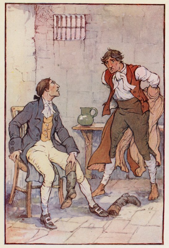 Illustration till En berättelse om två städer av Charles Dickens (färglitografi) av F. M. B. Blaikie