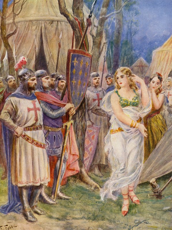 La Gerusalemme Liberata av Torquato Tasso: Canto IV, strof 28 (färglitografi) av Fabio Fabbi