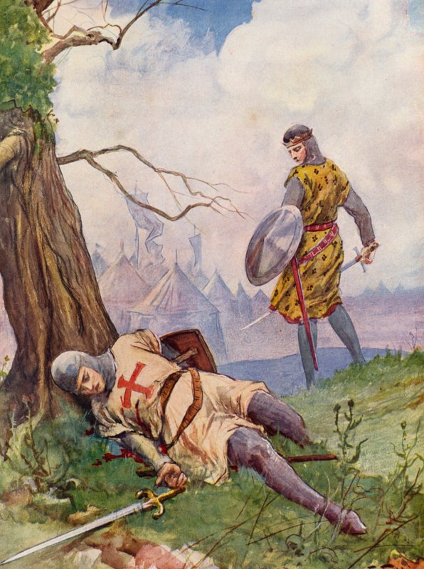 La Gerusalemme Liberata av Torquato Tasso: Canto V, strof 31 (färglitografi) av Fabio Fabbi