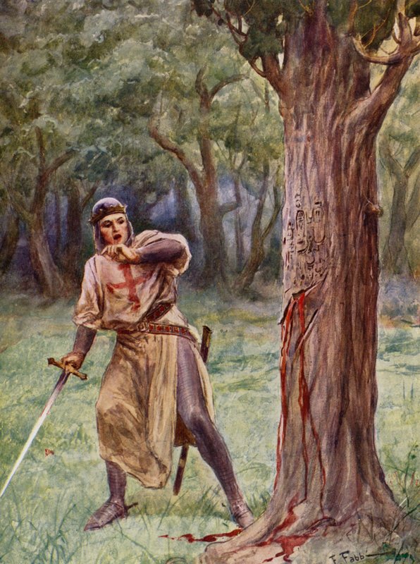 La Gerusalemme Liberata av Torquato Tasso: Canto XIII, strof 41 (färglitografi) av Fabio Fabbi