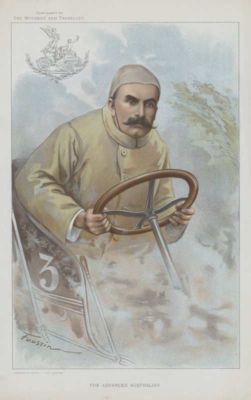 Selwyn Edge, australiskfödd brittisk racerförare (chromolitho) av Faustin
