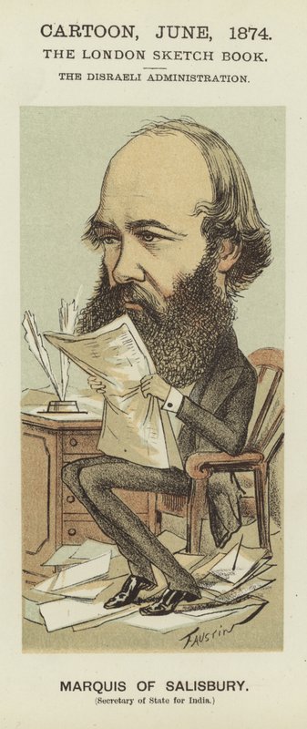 Karikatyr av Marquess of Salisbury (färg litho) av Faustin (b.1847)