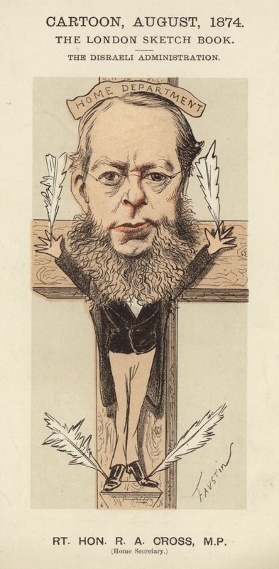 R A Cross, brittisk konservativ politiker och inrikesminister i Benjamin Disraelis regering av Faustin (b.1847)