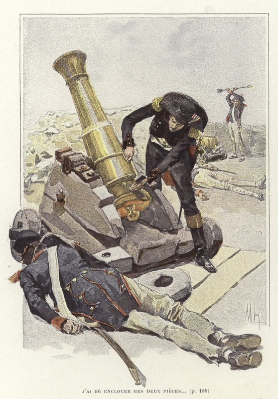 En soldat inspekterar en kanon bredvid den döde soldatens kropp av Felicien baron de Myrbach Rheinfeld