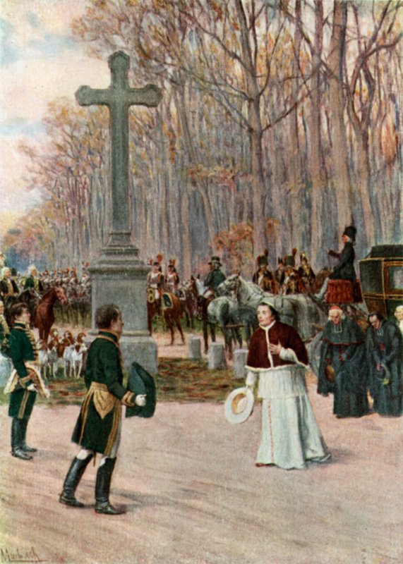 Napoleons och påvens möte i Fontainebleau av Felicien baron de Myrbach Rheinfeld