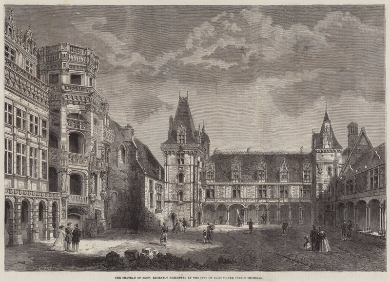 Chateau de Blois, nyligen presenterad av staden Blois till Prince Imperial av Felix Regamey