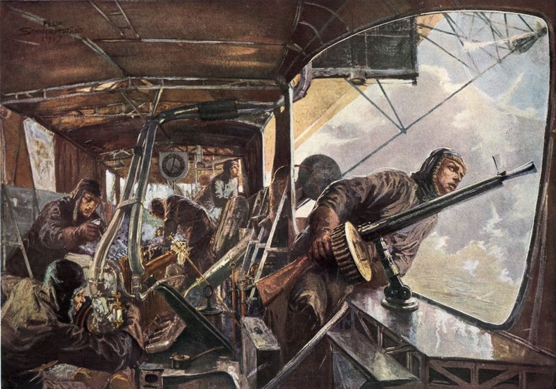 I ryggen på en Zeppelin när han återvände efter en framgångsrik attack mot England av Felix Schwormstadt