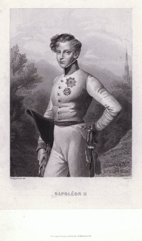 Napoleon Francois Joseph Charles Bonaparte, son till kejsar Napoleon I av Frankrike (gravyr) av Felix (after) Philippoteaux