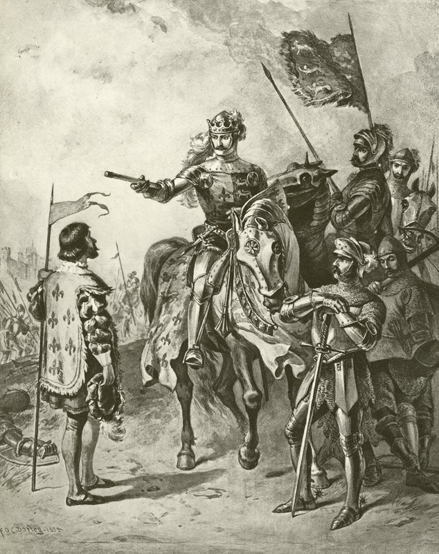 Kung Henrik femte V. Akt IV, scen VII (gravyr) av Felix Octavius Carr Darley