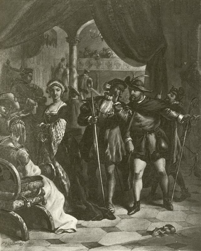 Kung Henrik VIII. Akt I, scen IV (gravyr) av Felix Octavius Carr Darley