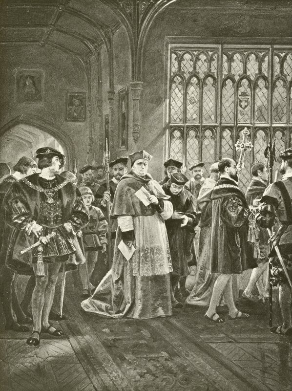 Kung Henrik VIII. Akt I, scen I (gravyr) av Felix Octavius Carr Darley