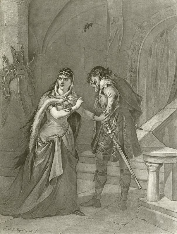 Macbeth. Akt II, scen II (gravyr) av Felix Octavius Carr Darley