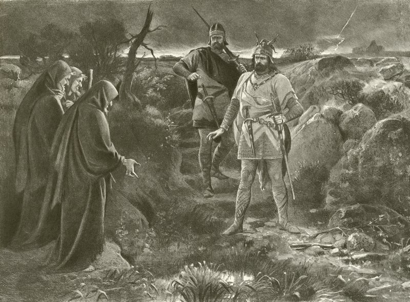 Macbeth. Akt I, Scen III (gravyr) av Felix Octavius Carr Darley
