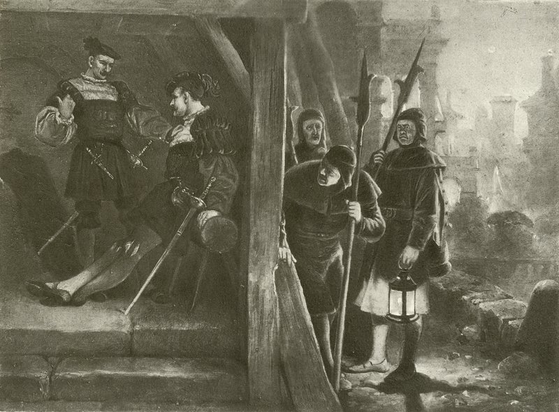 Mycket väsen för ingenting. Akt III-Scen III (gravyr) av Felix Octavius Carr Darley