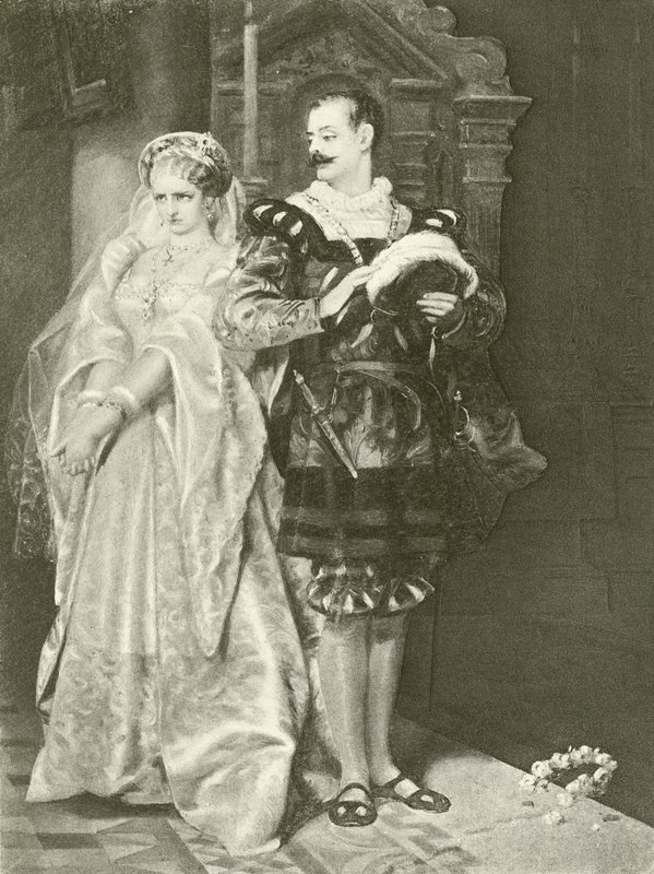 Mycket väsen om ingenting. Akt IV-Scen I (gravyr) av Felix Octavius Carr Darley