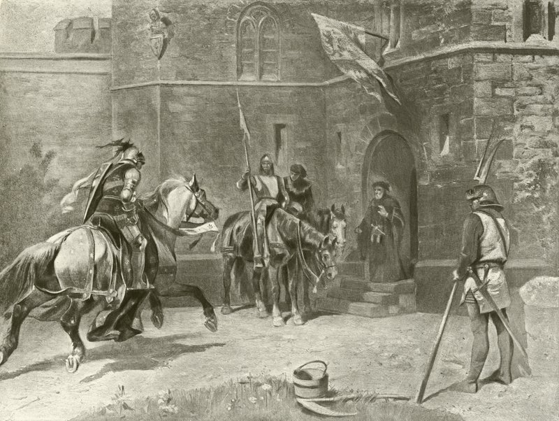 Andra delen Kung Henrik IV. Akt I, scen I (gravyr) av Felix Octavius Carr Darley