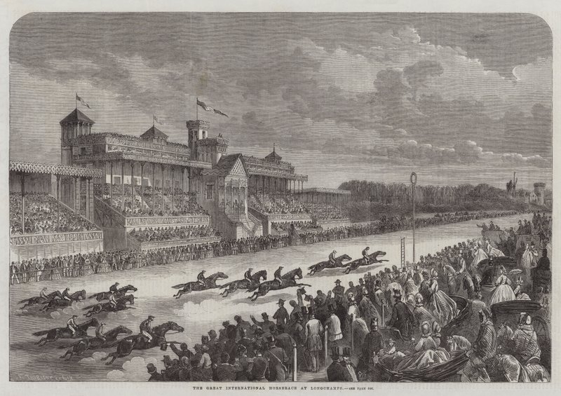 Det stora internationella hästkapplöpningen i Longchamps av Felix Thorigny