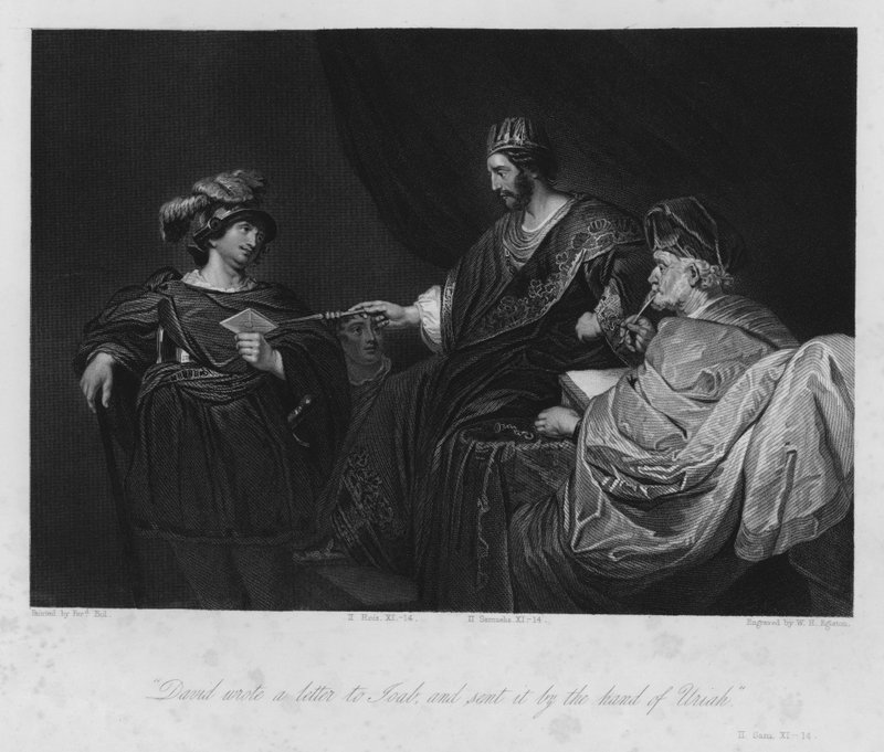 David ger det ödesdigra brevet till Uriah, II Samuel XI av Ferdinand (after) Bol