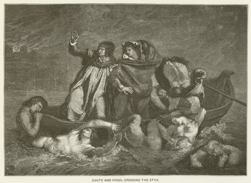 Dante och Vergilius korsar Styx av Ferdinand Victor Eugene Delacroix