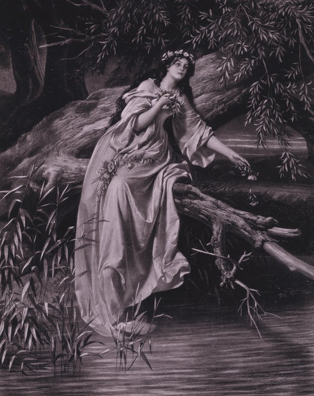 Scen från Shakespeares Hamlet (akt IV, scen 7) (litho) av Ferdinand the Elder Piloty